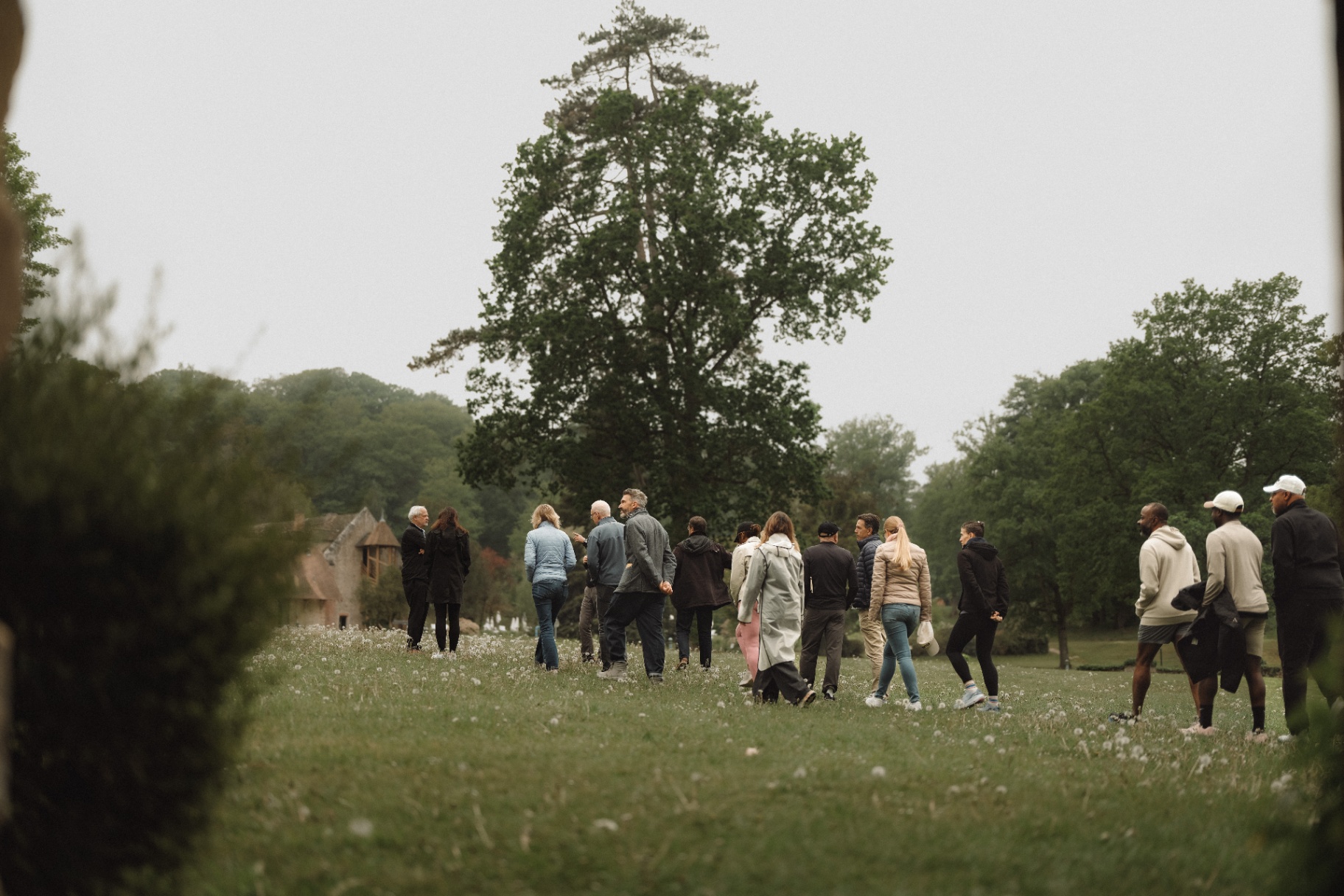 Odyssey guests walking together across the grounds.